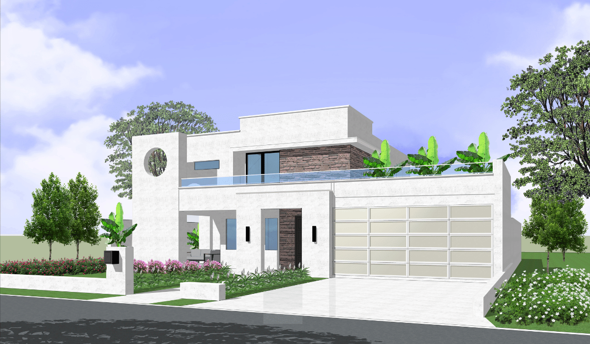 Two story modern home design by Cecil D Trahan.